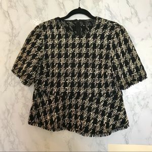 Zara tweed peplum top size L